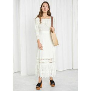 NWT $125 & Other Stories White Lace Eyelet Maxi Dress size 12